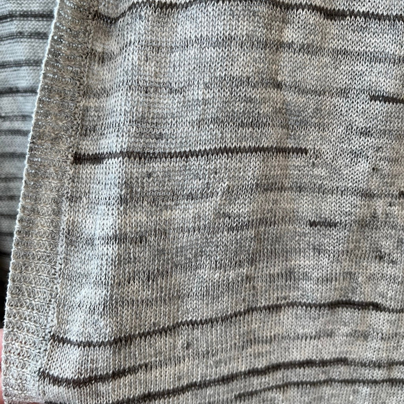 AllSaints 100% Linen Open Front Cardigan Sweater Gray Stripe Men’s L - Picture 9 of 10